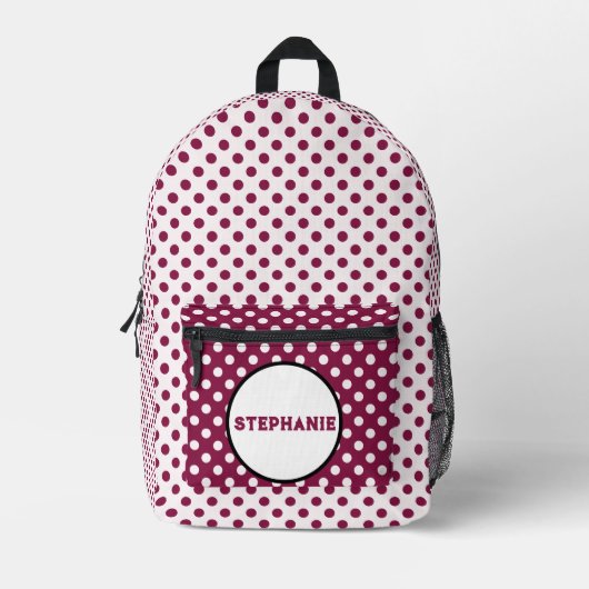 Pink-Polka-Punkte Bedruckter Rucksack (Vorderseite)