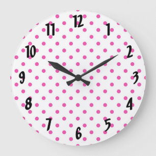 Pink-Polka-Punkte Große Wanduhr