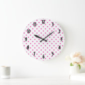 Pink-Polka-Punkte Große Wanduhr (Zuhause)
