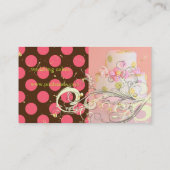 Pink Polka-Punkte und Schokolade-Bäckerei/Pâtisser Visitenkarte (Rückseite)