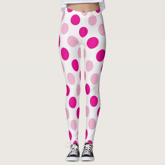 Pink-Polka-Punktmuster Leggings (Vorderseite)