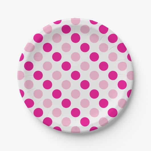 Pink-Polka-Punktmuster Pappteller (Vorderseite)