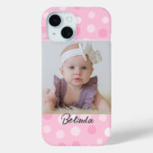 Pink Polkadot Photo Monogram iPhone Case  (Rückseite)
