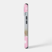 Pink Polkadot Photo Monogram iPhone Case  15 Hülle (Linke Seite)