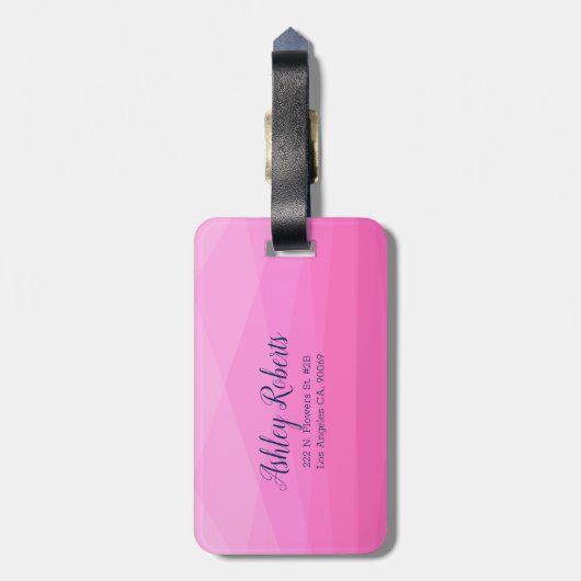 Pink Polygonal Gepäckanhänger (Rückseite vertikal)