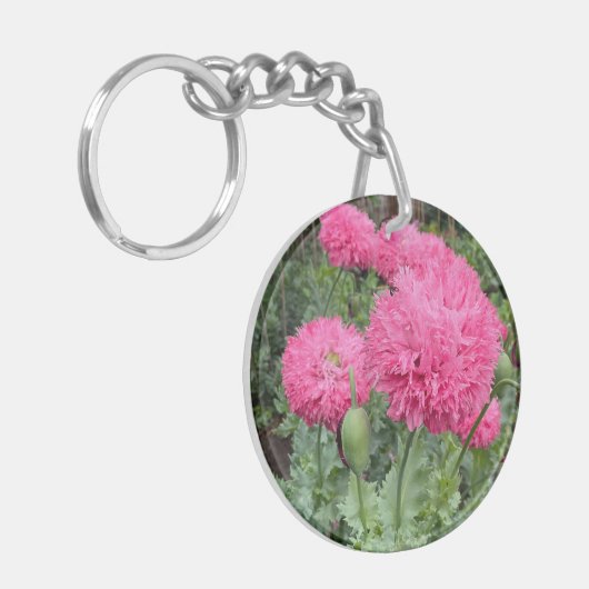 Pink Pom Pom Poppies Schlüsselanhänger (Vorderseite links)