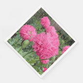 Pink Pom Pom Poppies Serviette (Ecke)