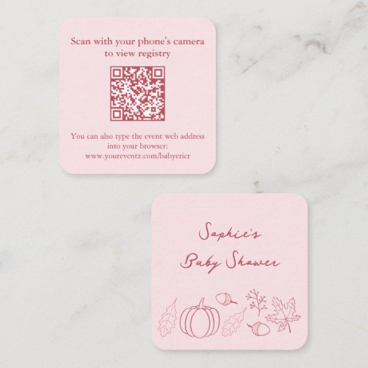 Pink Pomegranate Fall Brautparty QR Code UAWG Begleitkarte (Vorne/Hinten)