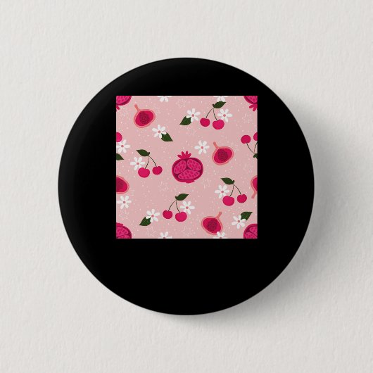 Pink Pomegranate Fruchtkirsche Floral Daisy Sticke Button (Vorderseite)