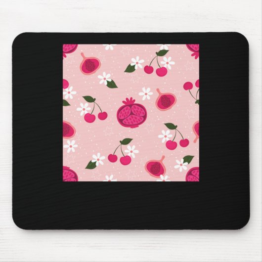Pink Pomegranate Fruchtkirsche Floral Daisy Sticke Mousepad (Vorne)