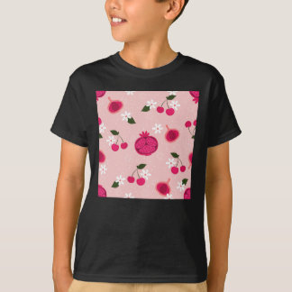 Pink Pomegranate Fruchtkirsche Floral Daisy Sticke T-Shirt