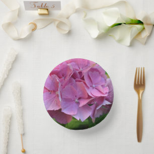 Pink Pompom Hydrangea Hortensia Blume Pappteller