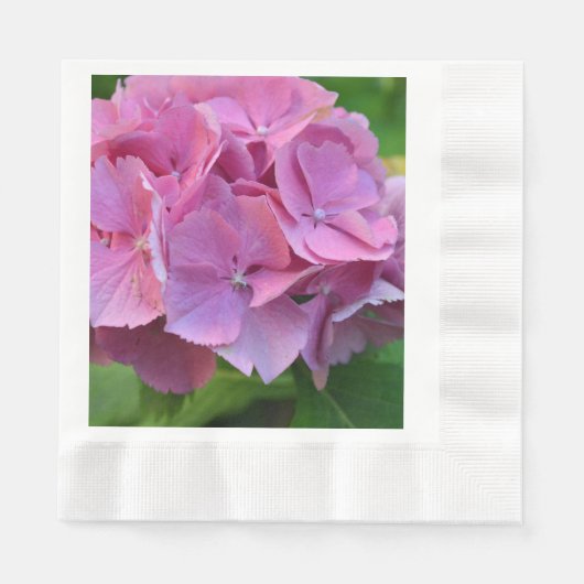 Pink Pompom Hydrangea Hortensia Blume Serviette (Vorderseite)