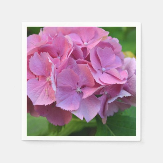 Pink Pompom Hydrangea Hortensia Blume Serviette (Vorderseite)