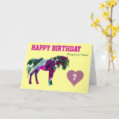 Pink Pony Birthday Card - Alter 7 Karte (Gelbe Blume)
