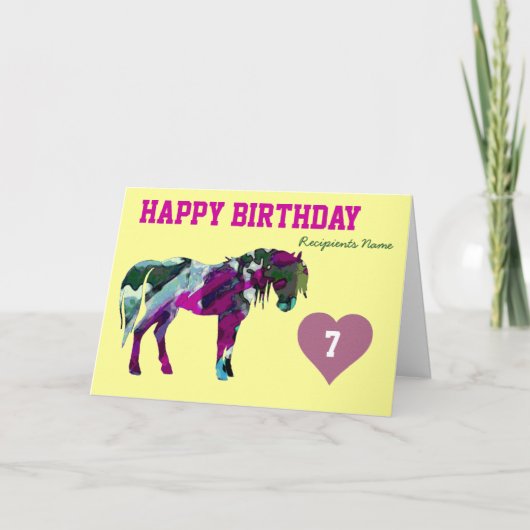 Pink Pony Birthday Card - Alter 7 Karte (Vorderseite)