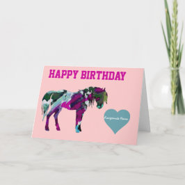Pink Pony Birthday Card - Benutzerdefinierte Pony  Karte