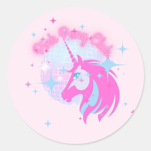 Pink Pony Club Runder Aufkleber (Vorderseite)