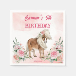 Pink pony Geburtstagsgeschenk auf cowgirl Party Serviette