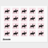Pink Pony mit Little Girl Quadratischer Aufkleber (Blatt)