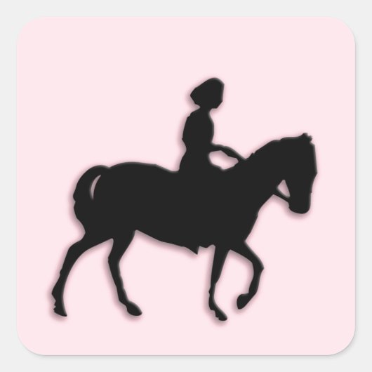 Pink Pony mit Little Girl Quadratischer Aufkleber (Vorderseite)