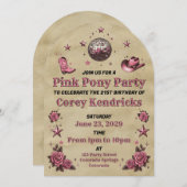 Pink Pony Party Einladung (Vorne/Hinten)
