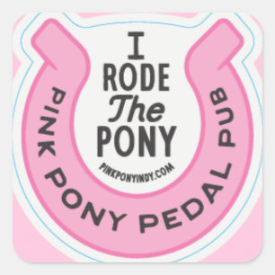 Pink Pony Pedal Pub Indy Quadratischer Aufkleber