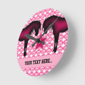 Pink Pony Personalisiert Runde Wanduhr (Winkel)