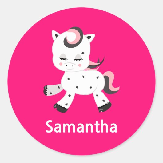 Pink Pony Runder Aufkleber (Vorderseite)