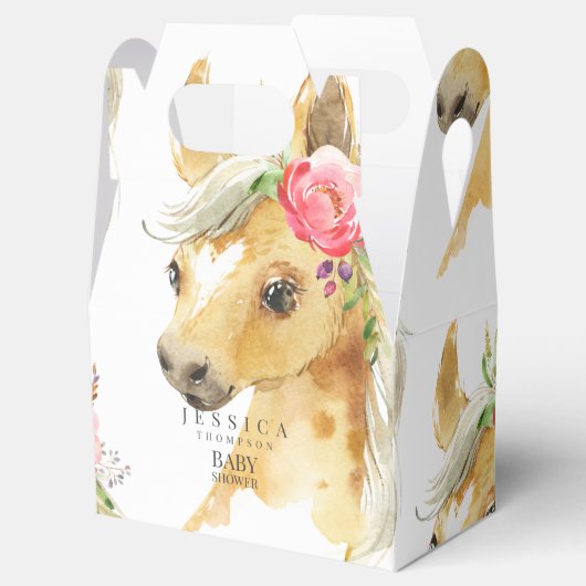 Pink Pony White Baby Dusche Geschenkschachtel (Geöffnet)