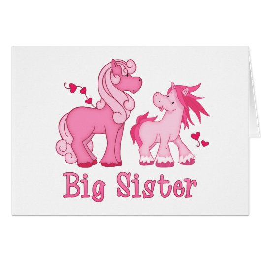 Pink Ponys Big Sister Blank Card (Vorderseite (Horizontal))