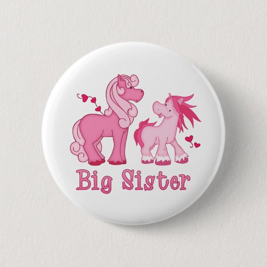 Pink Ponys Große Schwester Button (Vorderseite)