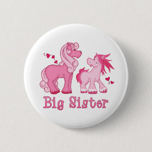 Pink Ponys Große Schwester Button