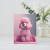 PINK POODLE ART POSTCARD POSTKARTE (Stehend Vorderseite)