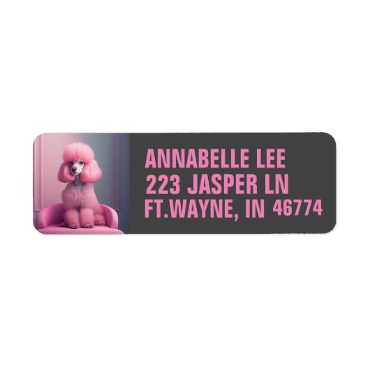 PINK POODLE ART RÜCKSENDEADRESSEN-AUFKLEBER (Vorne)