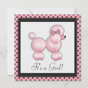Pink Poodle Babydusche Einladung