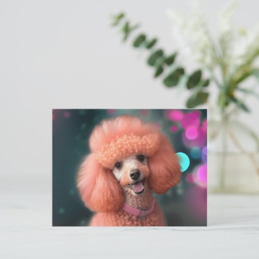 Pink Poodle Cheer Postkarte (Stehend Vorderseite)