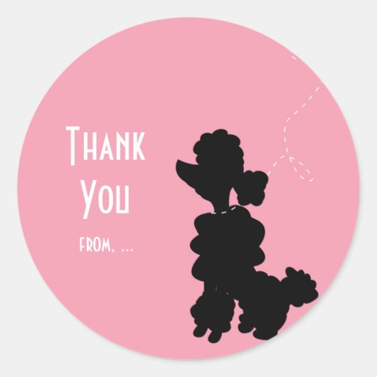 Pink Poodle Dog 50er Gastgeschenk Sticker (Vorderseite)