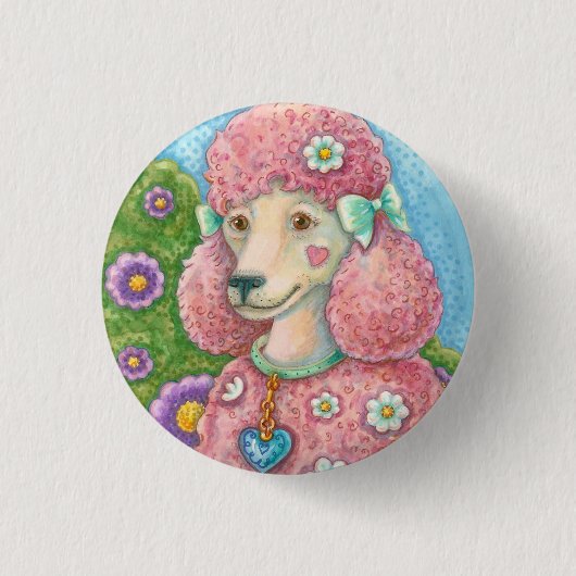 PINK POODLE DOG TASTE RUNDE BUTTON (Vorderseite)