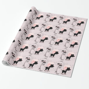 Pink Poodle Eiffel Tower Paris Umschlagpapier Geschenkpapier