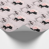 Pink Poodle Eiffelturm Paris Umschlagpapier Geschenkpapier (Ecke)
