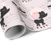 Pink Poodle Eiffelturm Paris Umschlagpapier Geschenkpapier (Rolleneckpunkt)