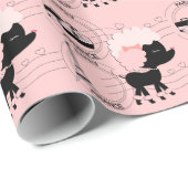 Pink Poodle Eiffelturm Paris Umschlagpapier Geschenkpapier (Rolleneckpunkt)