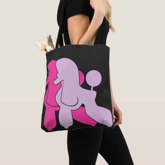 Pink Poodle - ein Paar moderne Illustration Tasche (Von Nahem)