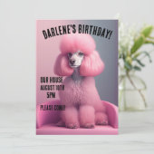 PINK POODLE GEBURTSTAG CUSTOM Party Einladungen (Stehend Vorderseite)