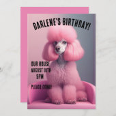 PINK POODLE GEBURTSTAG CUSTOM Party Einladungen (Vorne/Hinten)