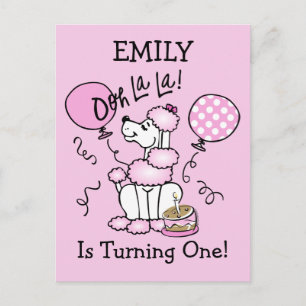 Pink Poodle Geburtstagskarte Postkarte
