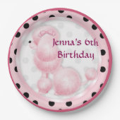 Pink Poodle Geburtstagsparty Paper Teller (Vorderseite)