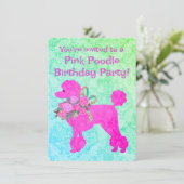 Pink Poodle Girls Geburtstagsbeispiel Einladung (Stehend Vorderseite)