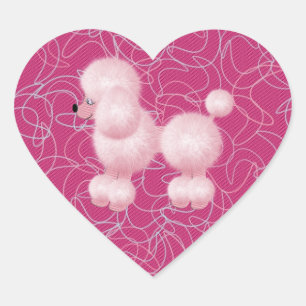 Pink Poodle Herz-Aufkleber